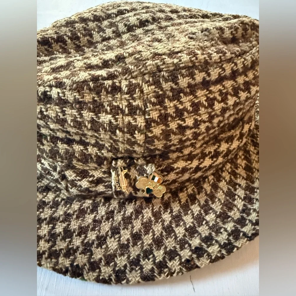 Brown Houndstooth Fedora Hat